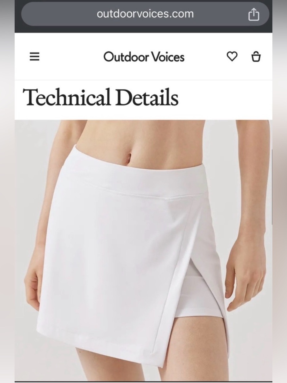 Outdoor Voices Court Skort 4.5 Size XL WHITE
